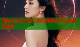 海角社区名字怎么取的揭秘及平台特色全解析